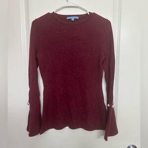 Antonio Melani Cashmere Sweater S Burgundy Pearl Sleeve Detail